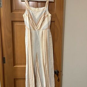 Anthropologie Cream and Tan Textured Jumper